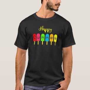 Camiseta Feliz Sorvete de férias de verão picolé gelado