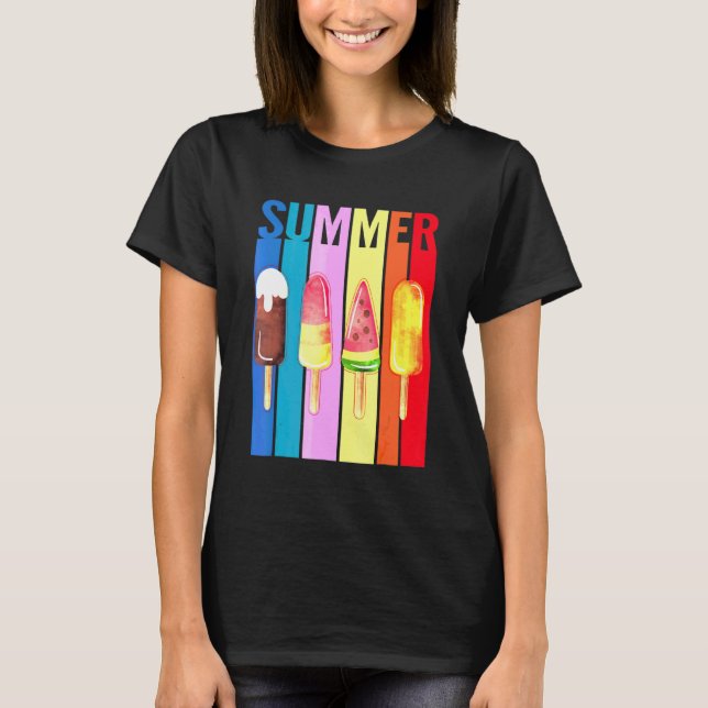 Camiseta Feliz Sorvete De Verão Do Último Dia Da Escola (Frente)