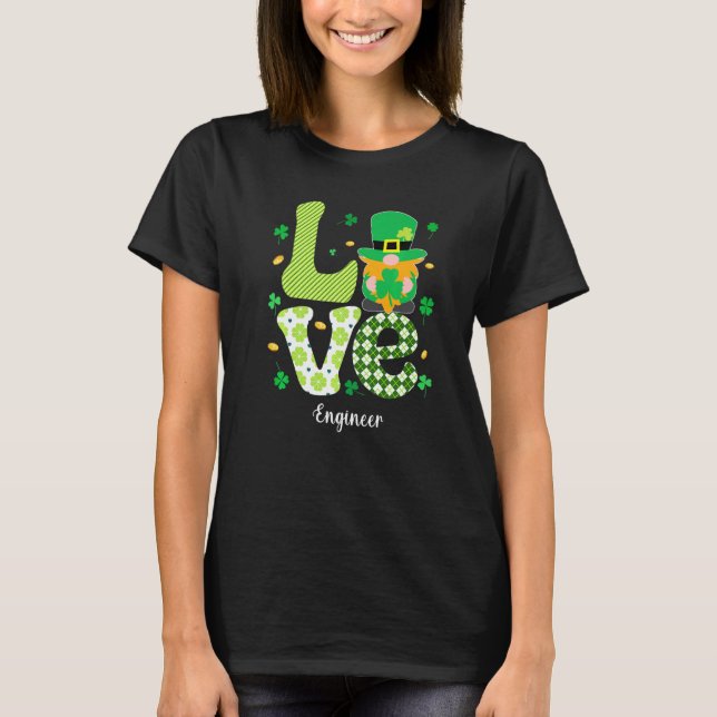 Camiseta Feliz St Patricks Bonito Engenheiro Engraçado (Frente)