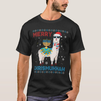 Camiseta Feliz Suave De Xmas Chrismukkah Cute Llama Em