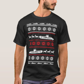 Camiseta Feliz Submarino Trabalho Feio de Natal Doce Engraç
