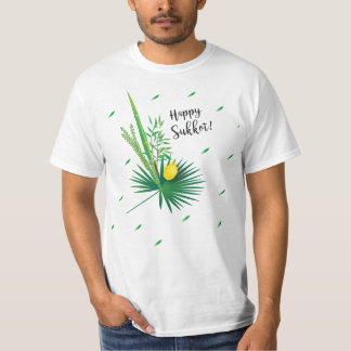 Camiseta Feliz Sukkot Lulav e Etrog Watercolor Padrão