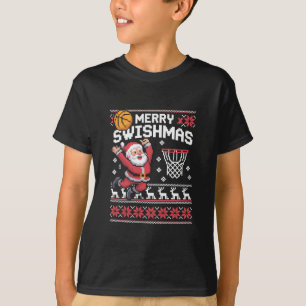 Camiseta Feliz Swishmas Basquete Natal Feio de Natal