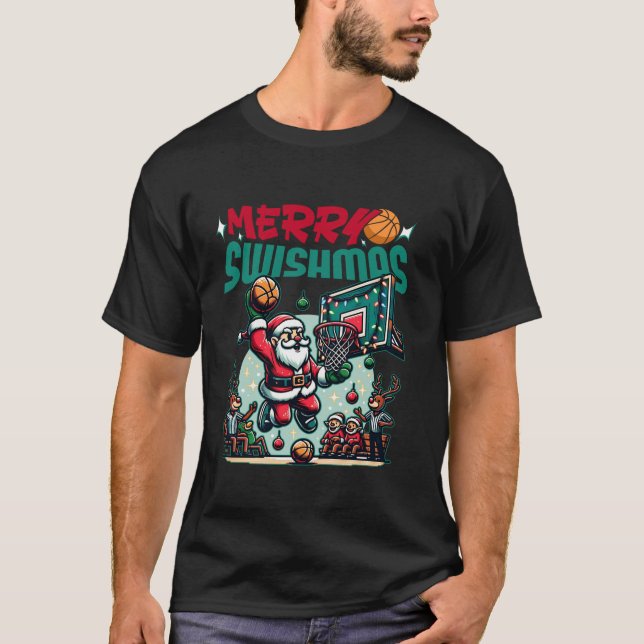 Camiseta Feliz Swishmas Natal Natal Natal Basquete Engraçad (Frente)
