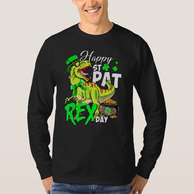 Camiseta Feliz T Rex Saint Patrick S Day Dinossaur Meninos (Frente)