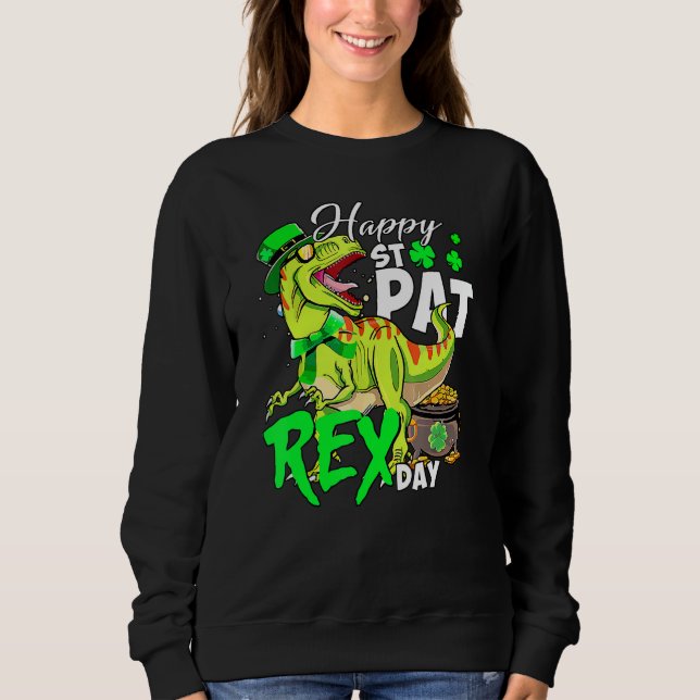 Camiseta Feliz T Rex Saint Patrick S Day Dinossaur Meninos (Frente)