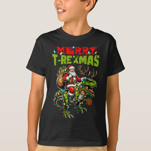 Camiseta Feliz T-rexmas Natal Xmas T Rex Dinossaur Lover (Frente)