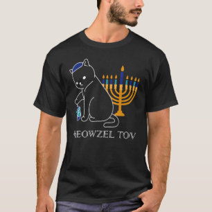 Camiseta Feliz Tee Gatinho Fofo Mazel Tov Menorah Engraçado