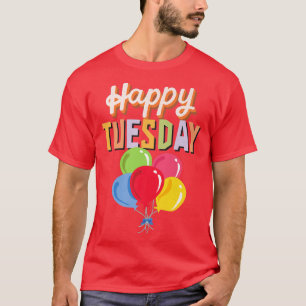 Camiseta Feliz Terça-Feira Com Balões Coloridos