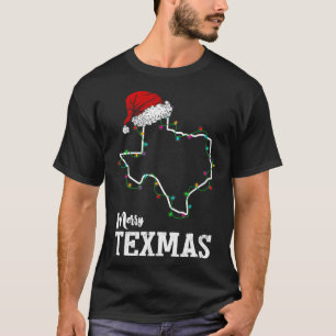 Camiseta Feliz Texmas Estado do Texas Contorno de natal S