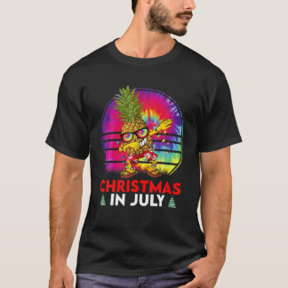 Camiseta Feliz Tie Dye Dabbing Pineapple Natal Em Julho