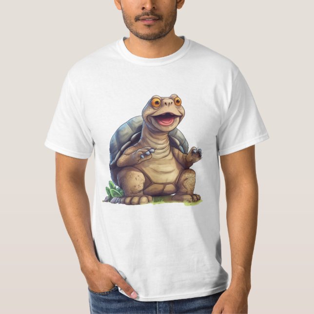 Camiseta Feliz Tortoise Galápagos das Ilhas Galápagos (Frente)
