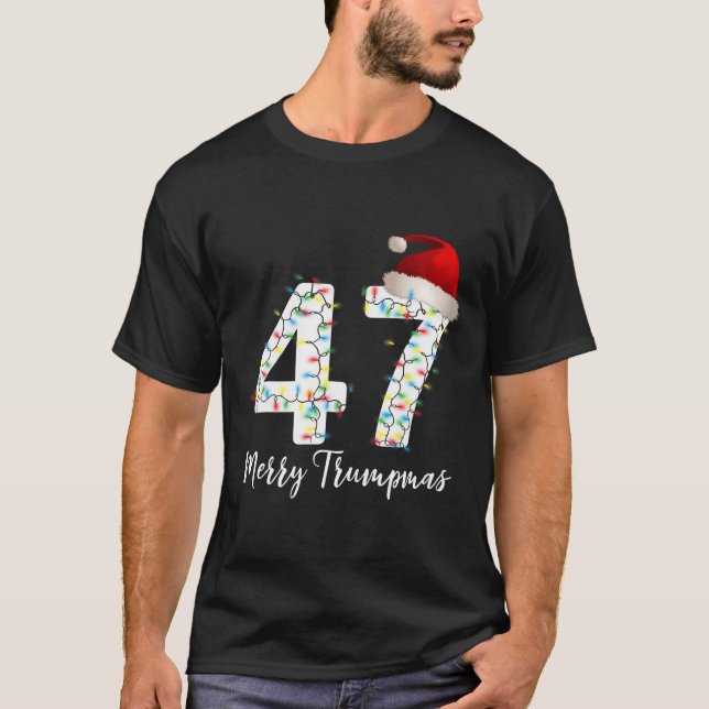 Camiseta Feliz Trumpmas 47 Famílias Correspondendo Pj Funny (Frente)