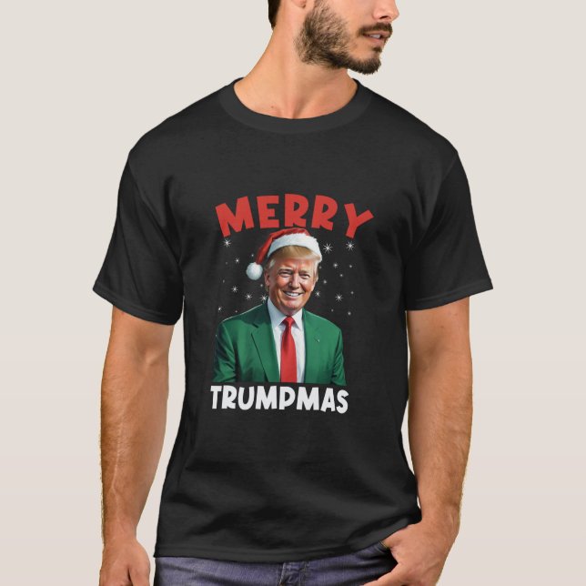 Camiseta Feliz Trumpmas Engraçado Trump Natal Santa Hat Xma (Frente)