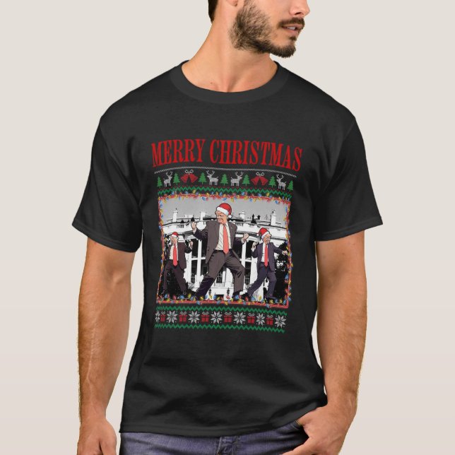 Camiseta Feliz Trumpmas - Santa Claus Donald Trump Dance (Frente)