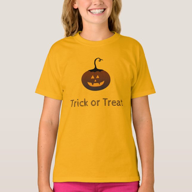 Camiseta Feliz Truque De Halloween Ou Tratar Abóbora Louca (Frente)