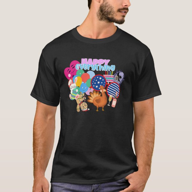 Camiseta Feliz Tudo Feriado Celebração (Frente)