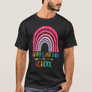 Camiseta Feliz Último Dia De Aula Arco-íris Professor Aluno