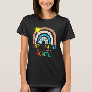 Camiseta Feliz Último Dia De Aula Arco-Íris Professor Aluno