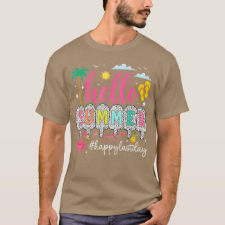 Camiseta Feliz Último Dia de Aula Professor Crianças Olá Ve