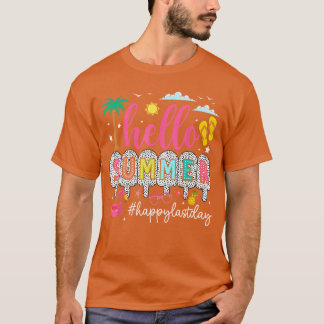 Camiseta Feliz Último Dia de Aula Professor Crianças Olá Ve