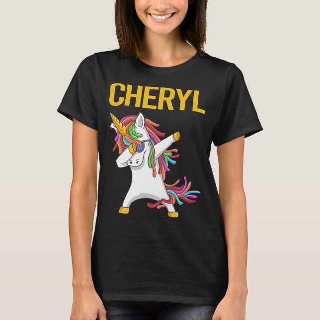 Camiseta Feliz Unicórnio - Nome Cheryl (Frente)