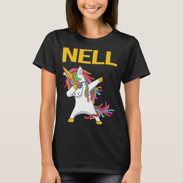 Camiseta Feliz Unicórnio - Nome da Nell (Frente)