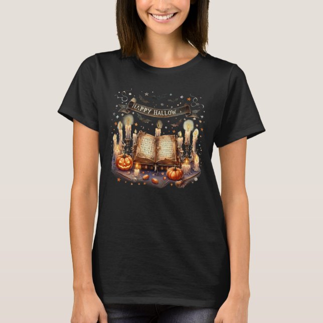 Camiseta Feliz Velas de Halloween Jack-O-Lantern (Frente)