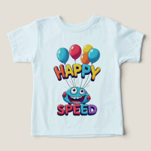 Camiseta 🎨 Feliz Velocidade Para Aventuras de Criança Pequ