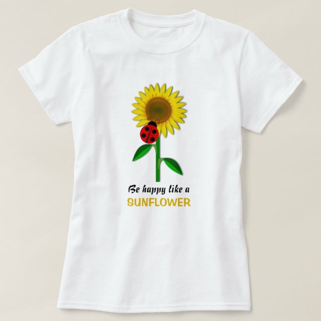 Camiseta Feliz verão amarelo girassol (Frente do Design)
