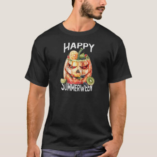 Camiseta Feliz Verão entre Frutas de Verão Jack o lanterna