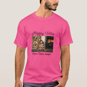 Camiseta Feliz vibes crianças foto de Natal da família Conv