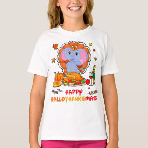Camiseta Feliz Vinho De Bebendo Elefante De Hallo Obrigado 