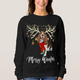 Camiseta Feliz Woofmas Basset Hound Reindeer Cão de Natal