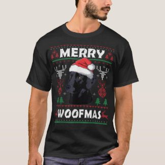 Camiseta Feliz Woofmas Black Lab - Cão de Natal L