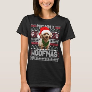 Camiseta Feliz Woofmas Cute Poodle Com Papai Noel Relaxado