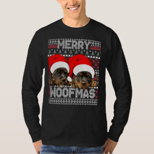 Camiseta Feliz Woofmas Cute Rottweiler Puppies com Papais n