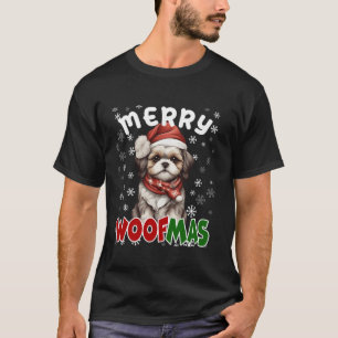 Camiseta Feliz Woofmas Feliz Natal Engraçado Shih Tzu Dog M