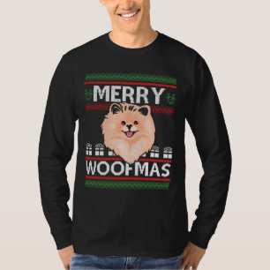 Camiseta Feliz Woofmas Pomerania Cão de Natal