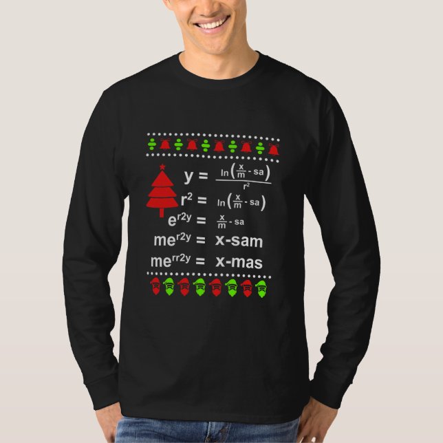 Camiseta Feliz X Mas Equação Professor de Matemática no Nat (Frente)
