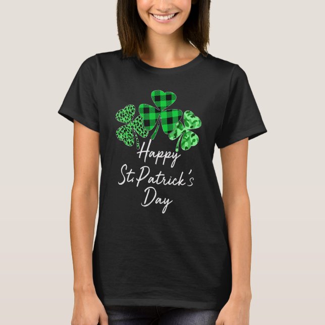 Camiseta Feliz Xadrez Shamrock Leopard Camou (Frente)