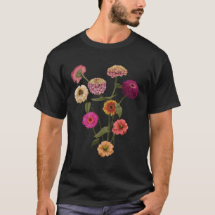 Camiseta Feliz Zinnia Flores Selvagens Estilo Pintado