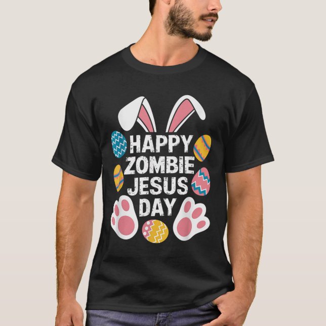 Camiseta Feliz Zombie Jesus Páscoa Zombie (Frente)