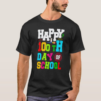 Camiseta Felizes 100 Dias de Escola Crianças Professor Alun