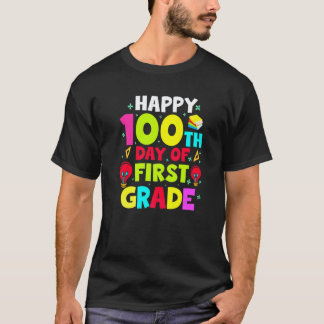 Camiseta Felizes 100 Dias de Escola Crianças Professor Alun
