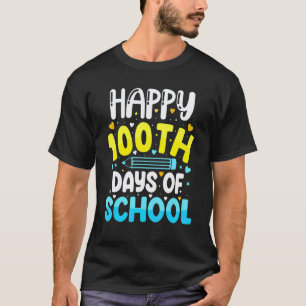 Camiseta Felizes 100 Dias de Escola Crianças Professor Alun