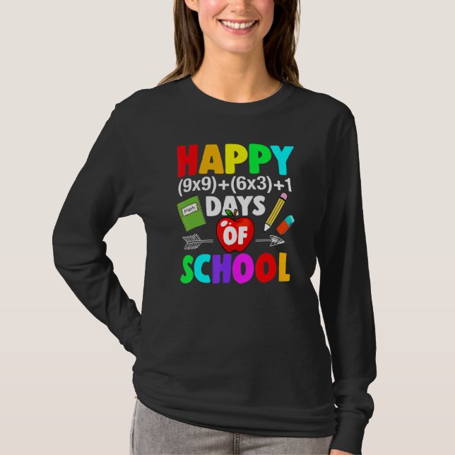 Camiseta Felizes 100 Dias De Escola Fórmula Matemática 100  (Frente)