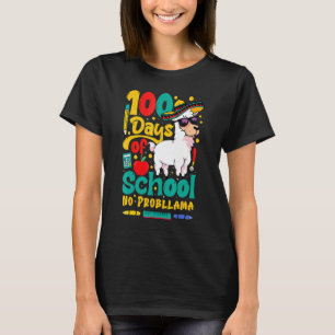 Camiseta Felizes 100 Dias De Escola Sem Problema Llama 100º