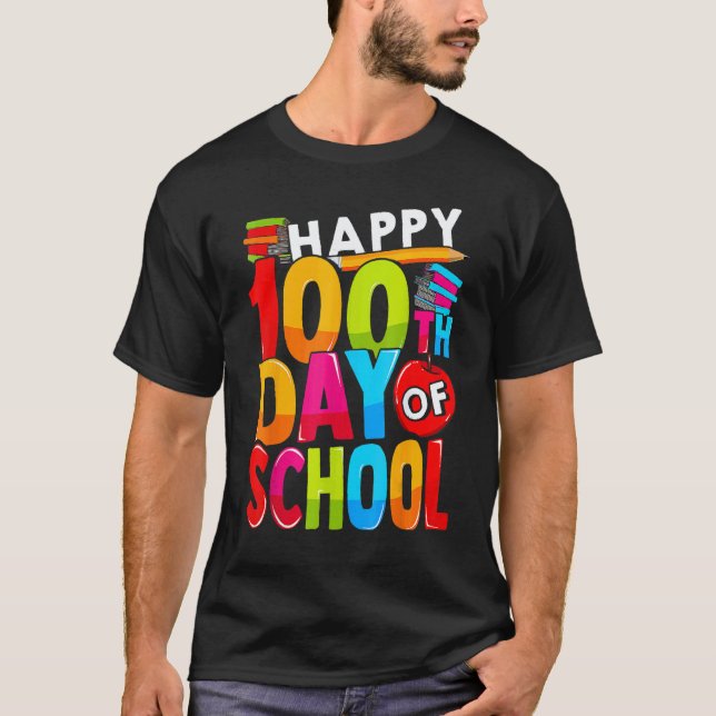 Camiseta Felizes 100 Dias De Vida Escolar Professores Aluno (Frente)