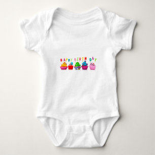 Camiseta Felizes Cupcakes de aniversário